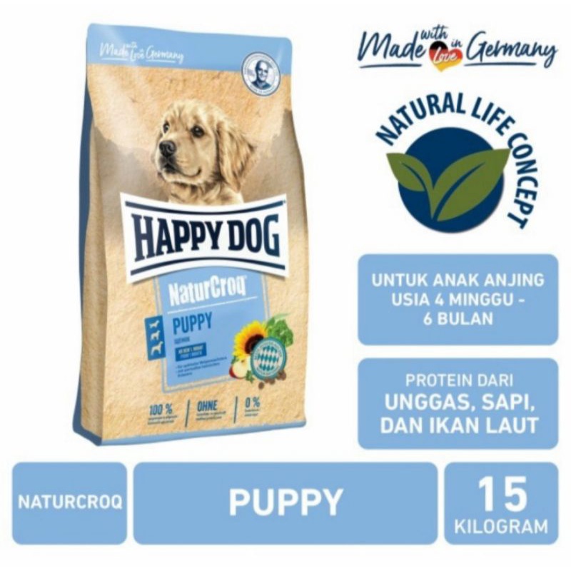 Ekspedisi only Happy dog naturacroq puppy 15kg - makanan anak anjing