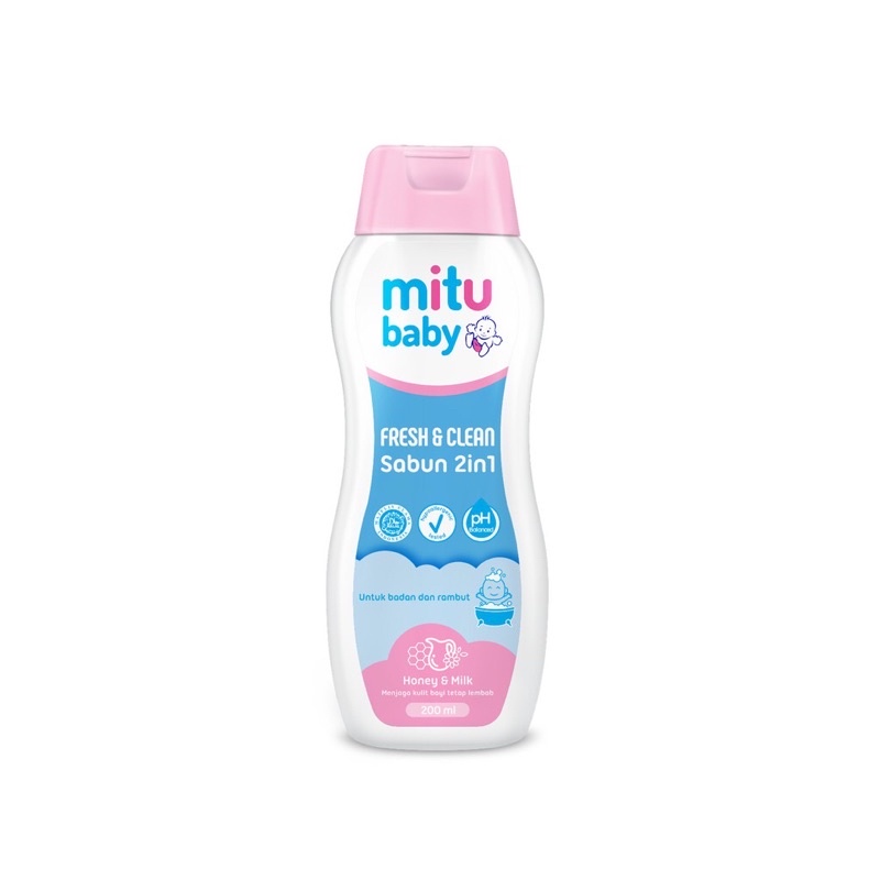 Mitu Baby Liquid Soap 2in1 Botol &amp; Refill 200 ml - Sabun Mandi Bayi