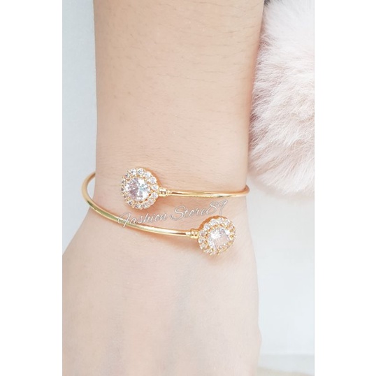 Gelang Bola permata Zircon Bangle Elastis Lapis emas 18k yaxiya import xuping bestseller gelang dewasa gelang elastis freesize