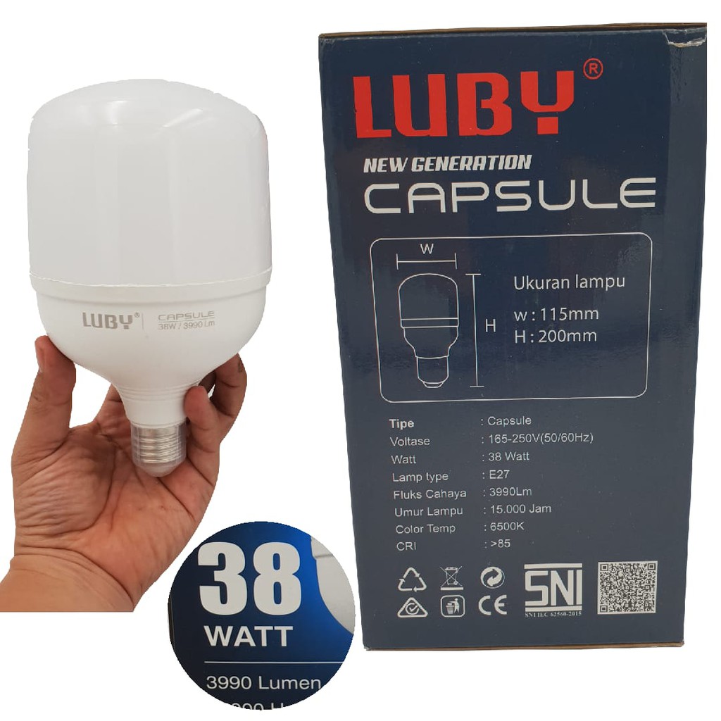 Lampu Bohlam LUBY LED CAPSULE 38W dan 50W/Bohlam Cahaya Putih/ Capsule LUBY Cahaya Putih /Lampu Led
