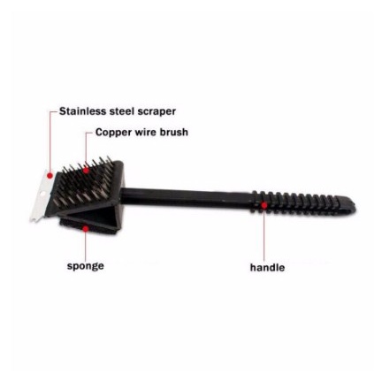 3-in-1 Sikat Gagang Grill BBQ / Brush Long Handle BBQ Cleaning Grill