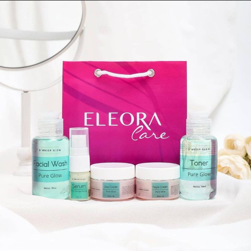 Paket Cream Eleora Pure Glow Anti Aging Pemutih Wajah Original D'WHISP GLOW BPOM Untuk Flek Melasma