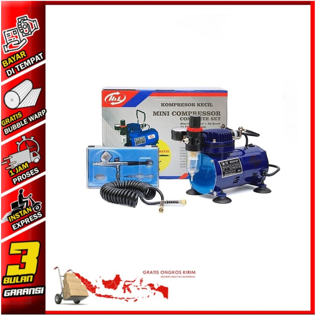 H&L Kompresor mini airbrush set / HL kompresor mini lengkap pen air brush set
