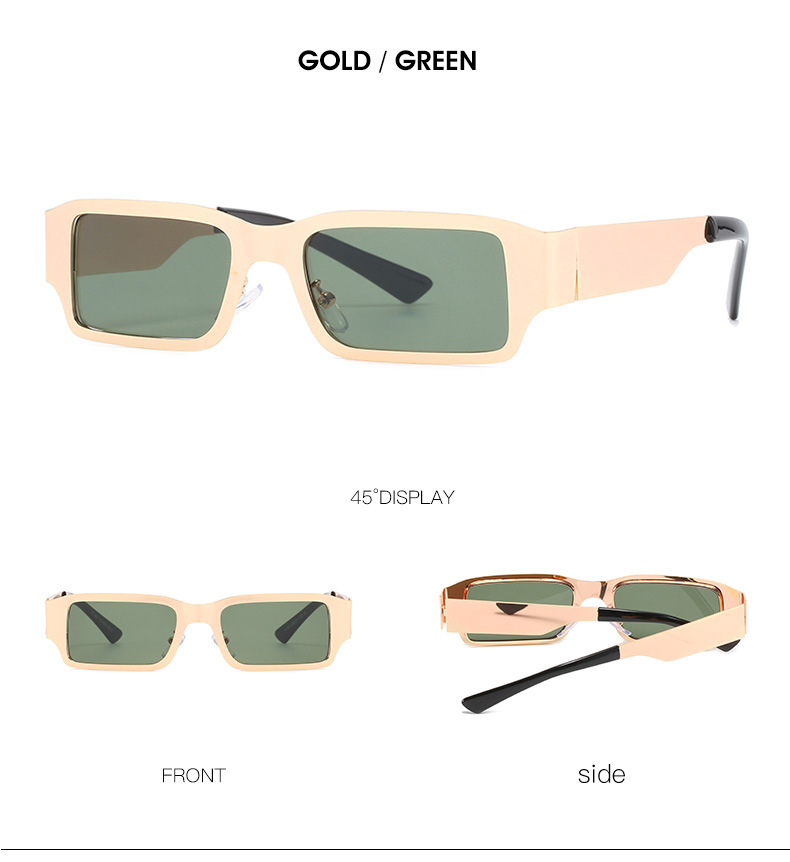 Fashion European and American ins trend metal retro street photography rectangular men and women sunglasses