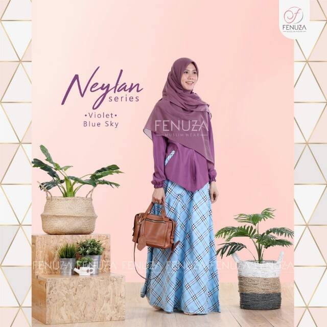 Neylan dress gamis formal kantor fenuza toyobo mix katun jepang motif kotak