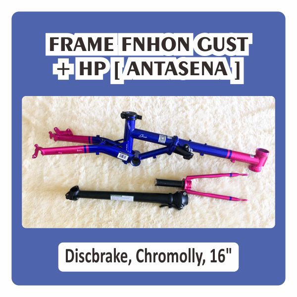 Frame &amp; HP Fnhon Gust Wayang Antasena Discbrake Pink Biru Disc brake Db 16 inch Handlepost Limited