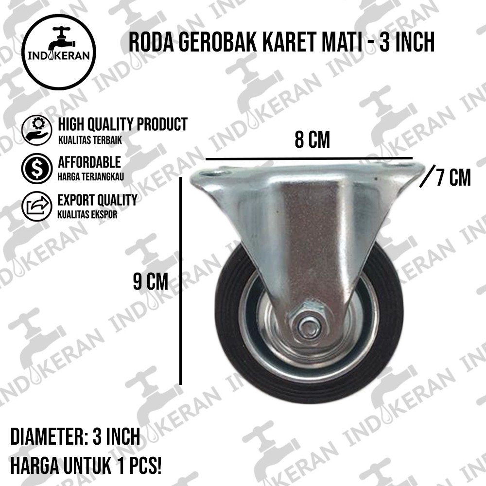 INDOKERAN - Roda Gerobak Karet Mati - 3 Inch