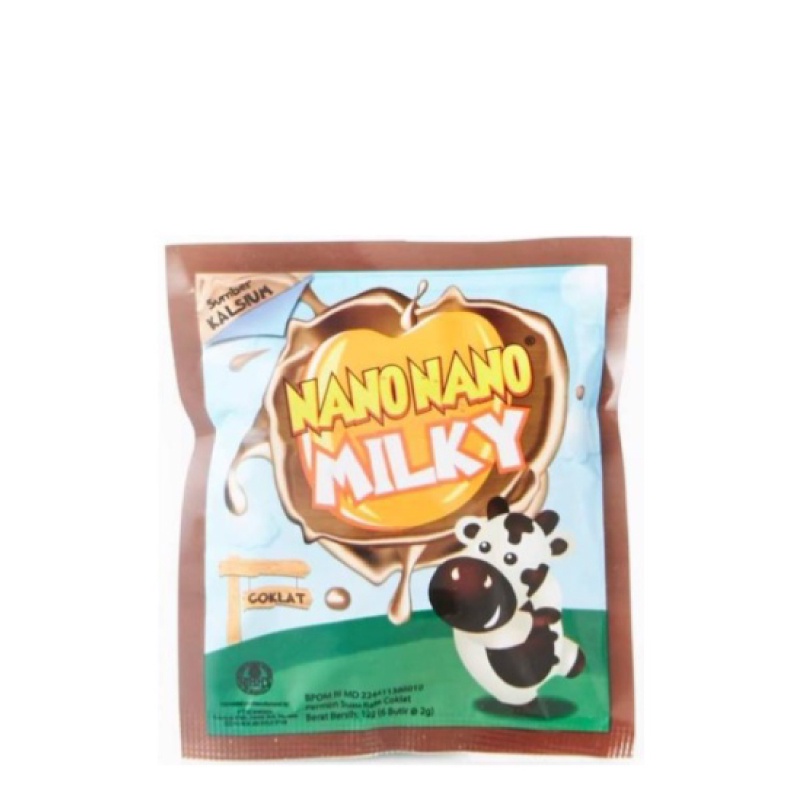 NanoNano Milky Permen Susu Cokelat 12 gr