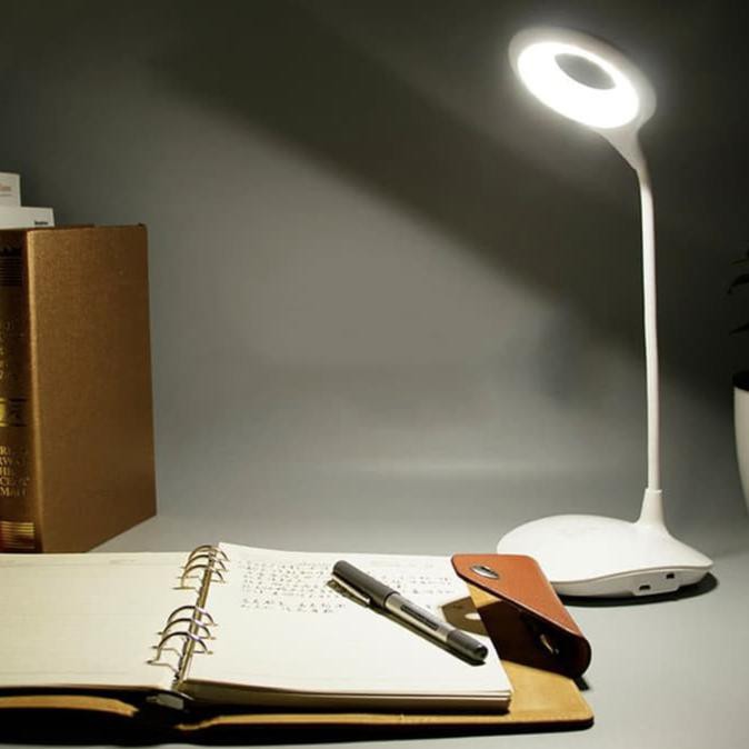Lampu LED Meja Belajar USB Lampu Baca Desk Lamp Listrik Baterai
