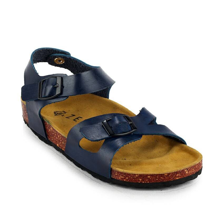 Mya Navy | Sendal Jepit Tali Kulit Simpel Kayu Wanita Women Sandal Footwear | FORIND x Zensa