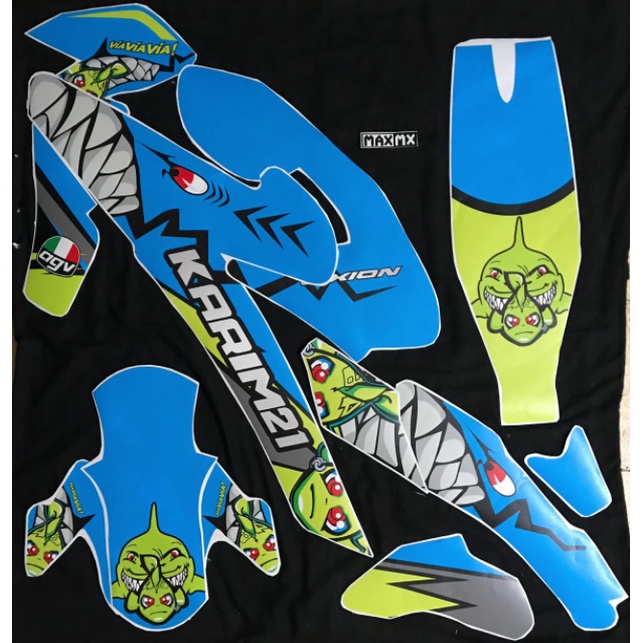 decal stiker vixion r dekal variasi striping custom fullbody shark biru