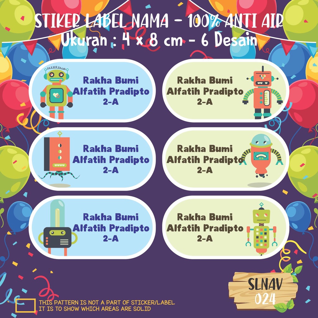 

sticker label nama anak kartun putri cute lucu princess super hero kupu-kupu SLNAV 024