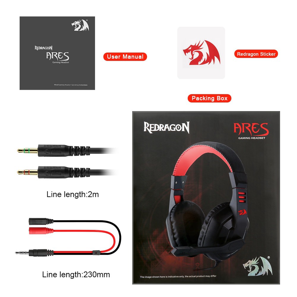 Headset Gaming Redragon Wired audio jack 3.5mm H120 ARES - Headphone