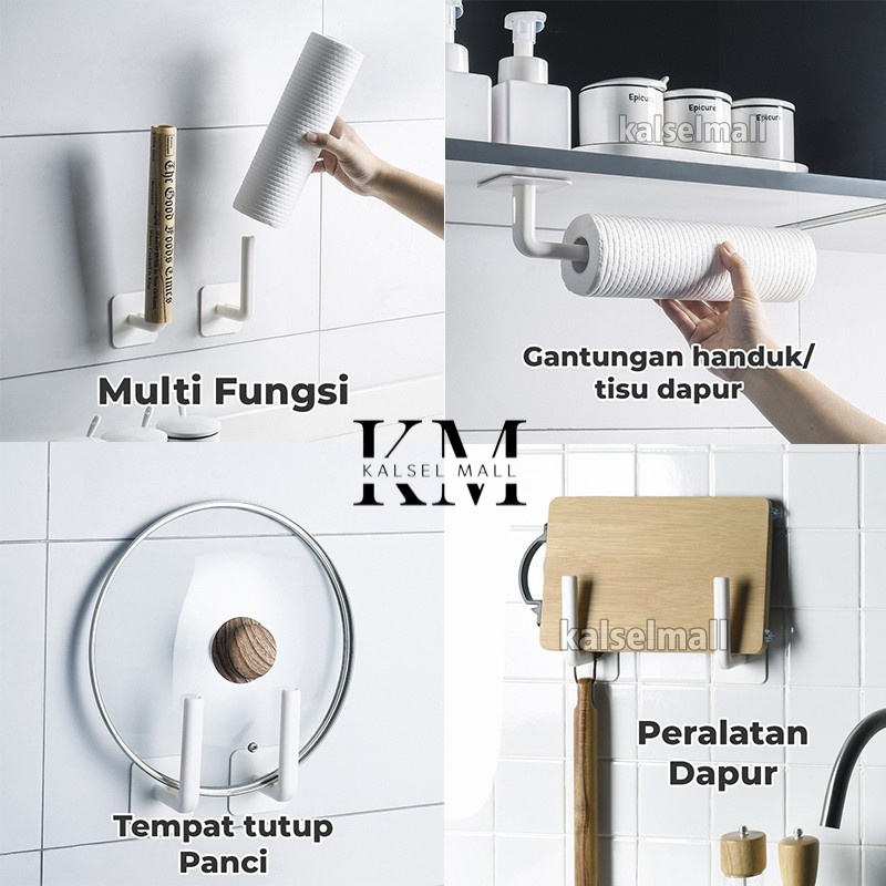 Gantungan Hook Holder Tempat Tisu Tisue Alat Dapur Mandi Tas Handuk Topi Wajan Talenan Cangkir Sepatu Spatula Wajan Panci Tissue Roll Gulung Tempel Tanpa Paku Serbaguna Toilet Kamar Mandi Wc Dapur ART51