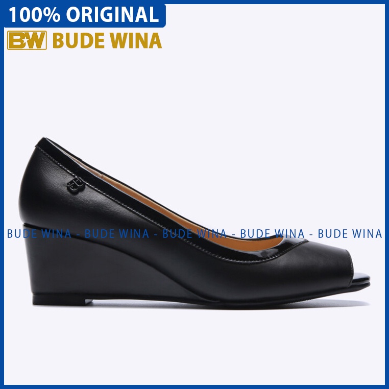 SEPATU WEDGES EVERBEST WANITA ORIGINAL CASUAL KULIT ASLI HITAM EW07