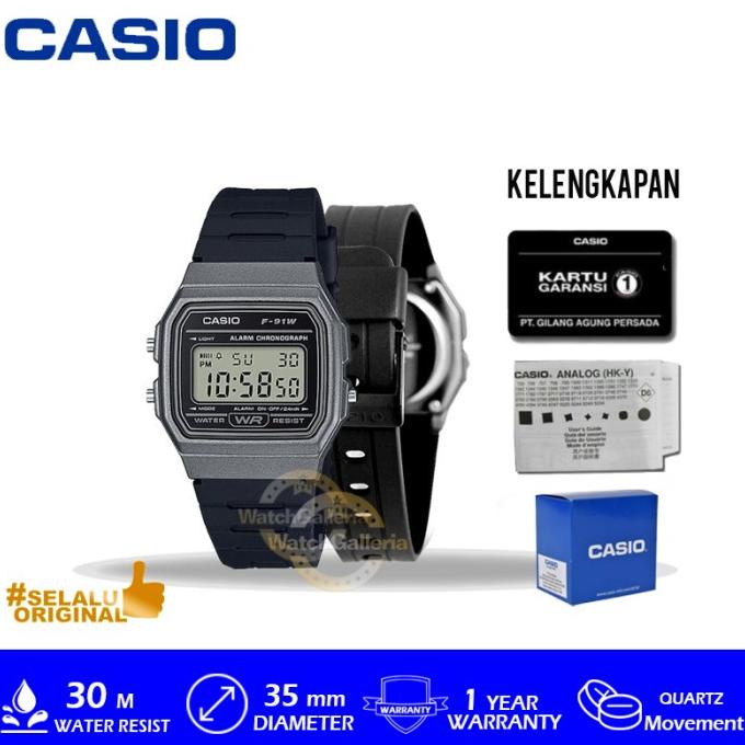 Casio General F-91WM-1BDF/F-91WM-1BDF/F-91WM Original Termurah