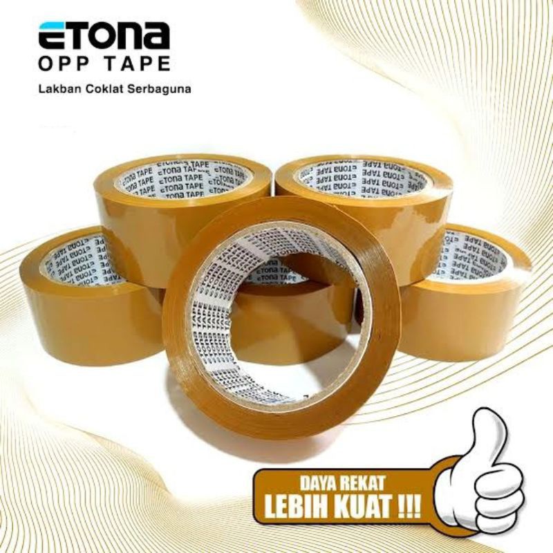 

Lakban bening Coklat Etona tape 45 MM 72 Yard