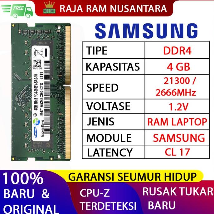 Ram Laptop/ RAM LAPTOP SAMSUNG DDR4 4GB 2666 MHz 21300 ORI GAMING RAM NB DDR4 8GB | RAM LAPTOP