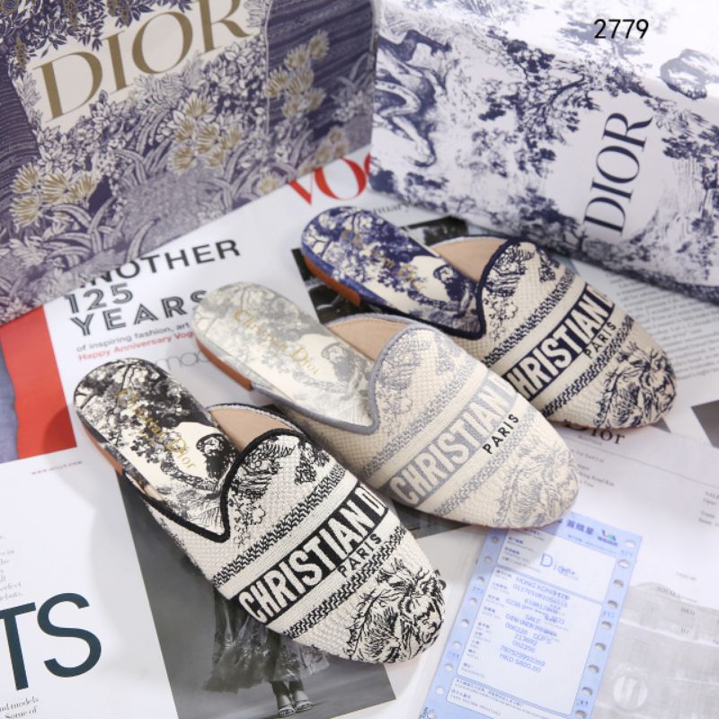 03,DIOR Baby-D Embroidered Slippers and Shoes Oblique Embroidered Canvas #2779