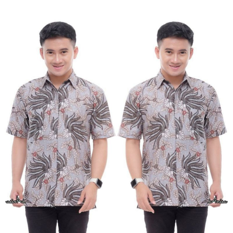 kemeja batik pria lengan pendek baju batik pria batik kantor seragam kerja ukuran reguler m.l.x