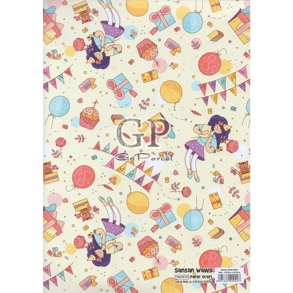 ( 5 Lembar ) BDAY SANWA - KERTAS KADO HAPPY BIRTHDAY - GIFT WRAPPING PAPER SANSAN WAWA ULANG TAHUN HBD / ANIMAL / BINATANG / BEAR / UNICORN / BALON / PARTY / PESTA / BALLOON / CLOWN / CATS / GIRLS / BOYS / ANAK / KADO / GIFTS / PRESENT / KUDA PONY