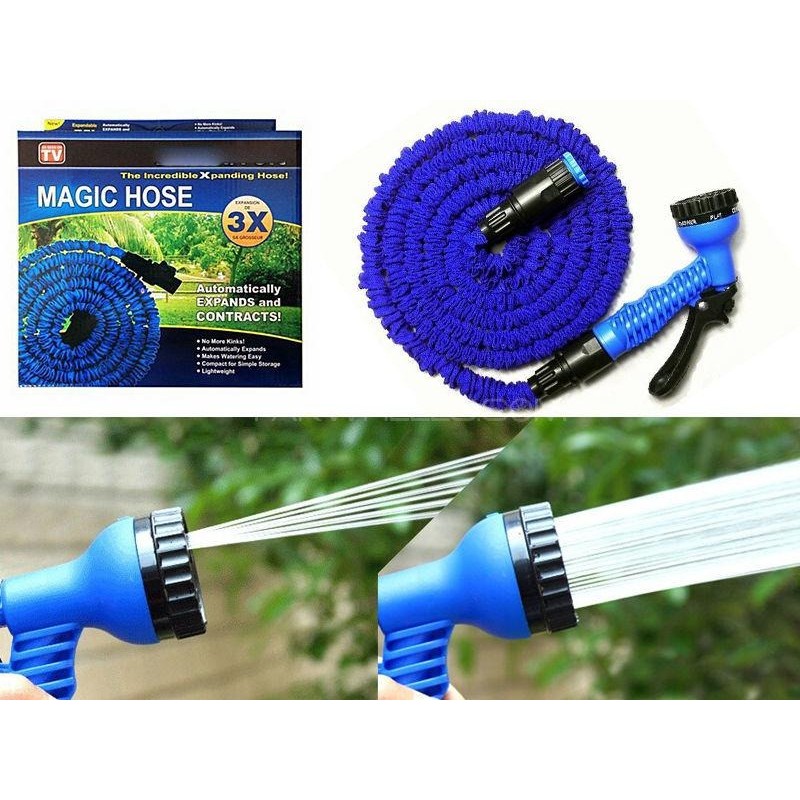 [15 Meter] Semprotan Selang Elastis Magic Hose - Biru 15 Meter