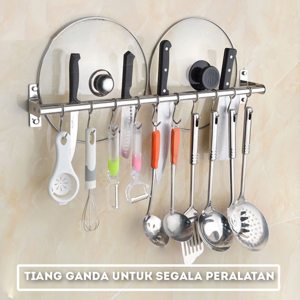Panci Anti Lengket Greenland Rak Dinding Gantungan Panci Stainless Geser Minimalis Modern Tempat Ala