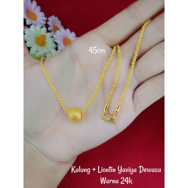 KALUNG LIONTIN BULAT KUNING LAPIS EMAS