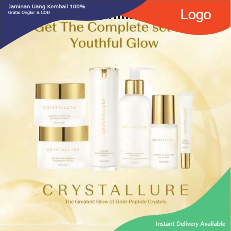 Wardah Crystallure  Paket Glowing (6 ITEM - MICELAR - BOOSTER - OIL SERUM - E/SERUM - RICH - NIGHT )
