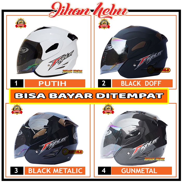 HELM SNI / GM HELM ORIGINAL / HELM GM / HELM GM FIGHTER BLACK DOFT TERMURAH