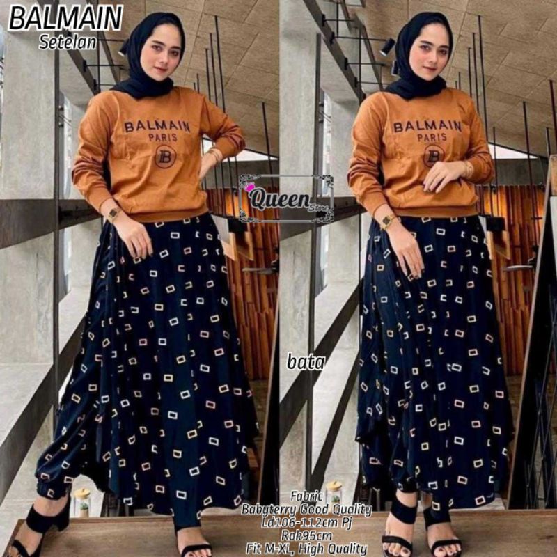 balmain setelan / setelan wanita / one set terbaru / setelan rok celana