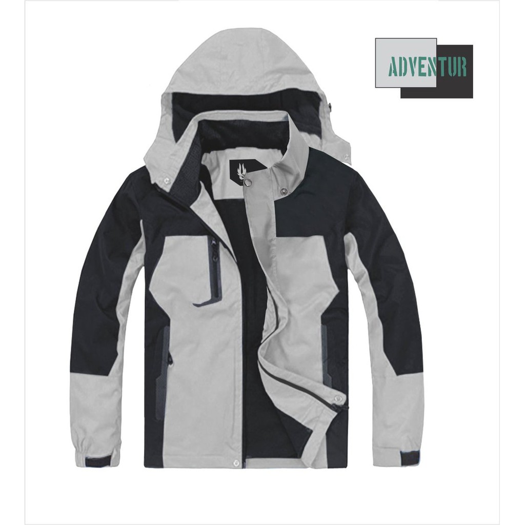 DIJUAL Jaket Adventur abu polos | Jaket Taslan | jaket Polos Limited