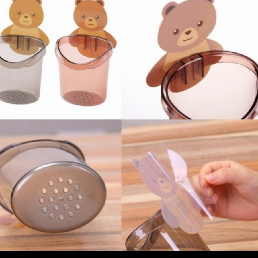 Tempat sikat gigi bear tempel dinding holder kamar mandi odol brush