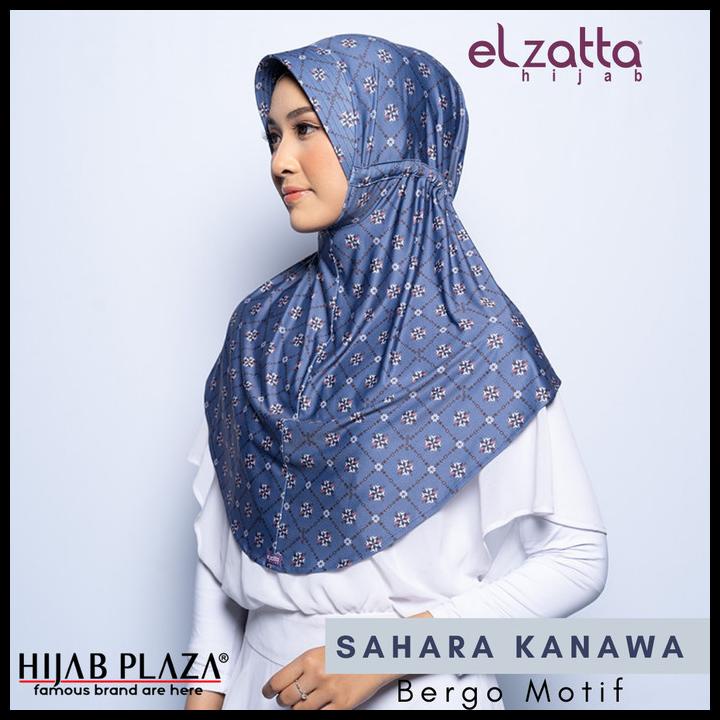 Jilbab Instan Bergo Motif Elzatta Sahara Kanawa Bahan Spandek