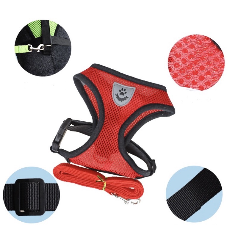 Harness rompi tali tuntun anjing kucing cat dog leash adjustable