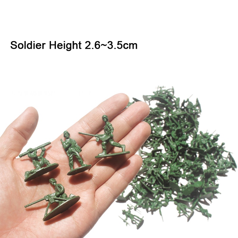 100pcs Mainan Simulasi Figure Tentara Militer Bahan Plastik Untuk Dekorasi Meja