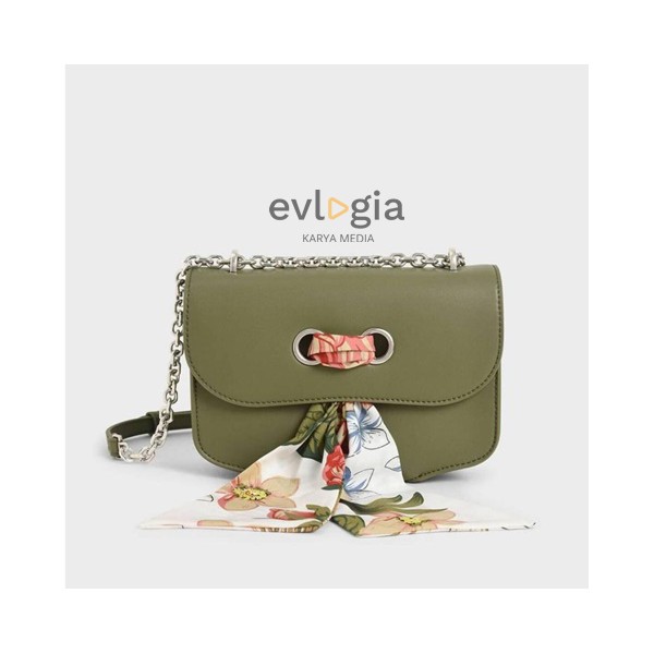 TAS BAG WANITA CK719 CNK CHIFFON SCARF DOUBLE STRAP SHOULDER BAG PREMIUM IMPORT