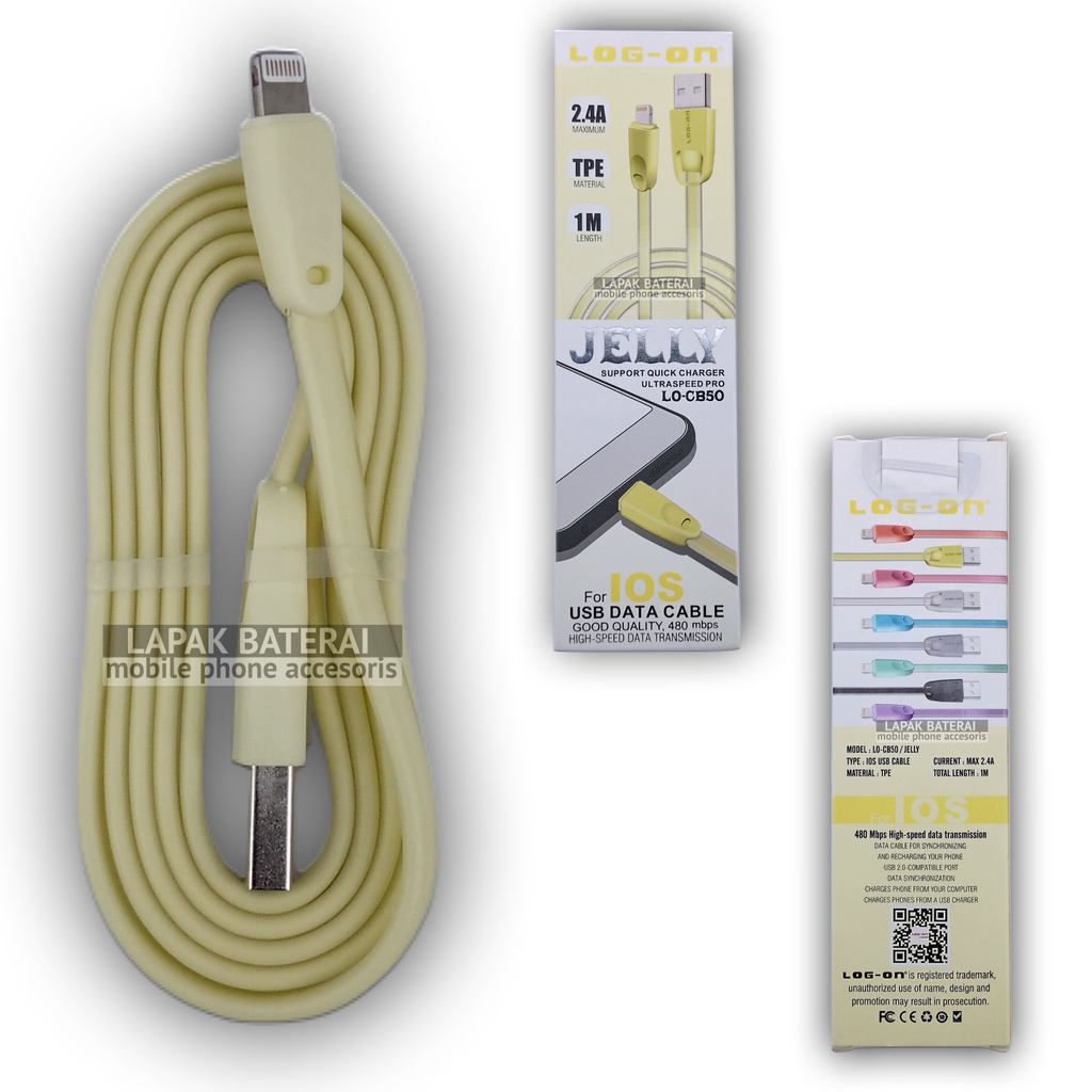 LOG - ON CB50i 1M Kabel Data Iphone Lightning 2.4A Support Quick Charger 3.0 | QC 3.0