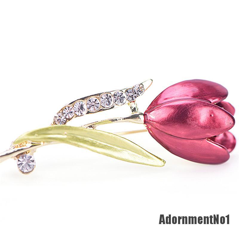 (Adornmentno1) Pin Bros Bunga Tulip Hiasan Kristal + Berlian Imitasi Elegan