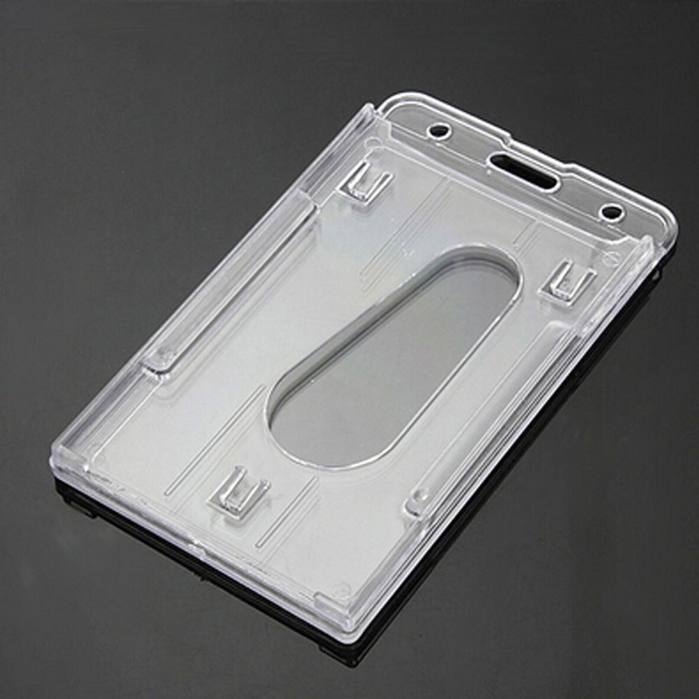 ELEGANT New Double Card ID case 10x6cm Transparent Badge Holder Vertical Hard Plastic Hot Clear