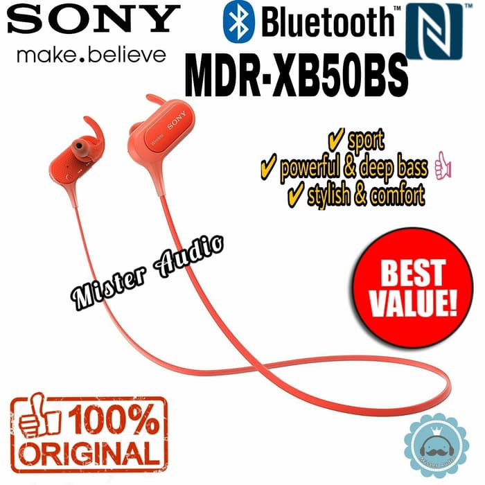 SONY MDR XB50BS Wireless In Ear Sports Headphone Original
