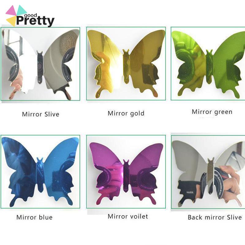 3D Butterfly Wall Sticker Hiasan Dinding Kupu Kupu Cermin Kupu kupu Dekorasi Kaca Kupukupu butterfly Mirror Wall Sticker set 12 pcs Buttefly Hiasan Dinding butterfly Tiga -Dimensi Pet Mirror