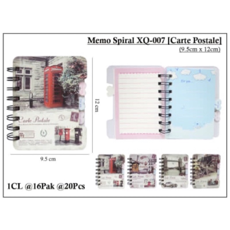 

memo spiral with index motif carte postale satuan