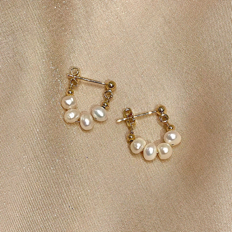 Anting Stud Hias Mutiara Gaya Retro Perancis Untuk Wanita