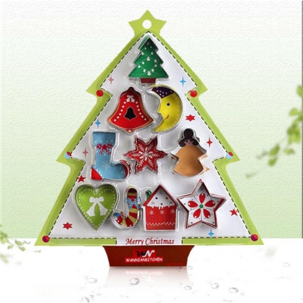 Cookie Cutter Christmas 10Pc Cetakan Kue Kering Natal Stainless Steel Xmas Tree