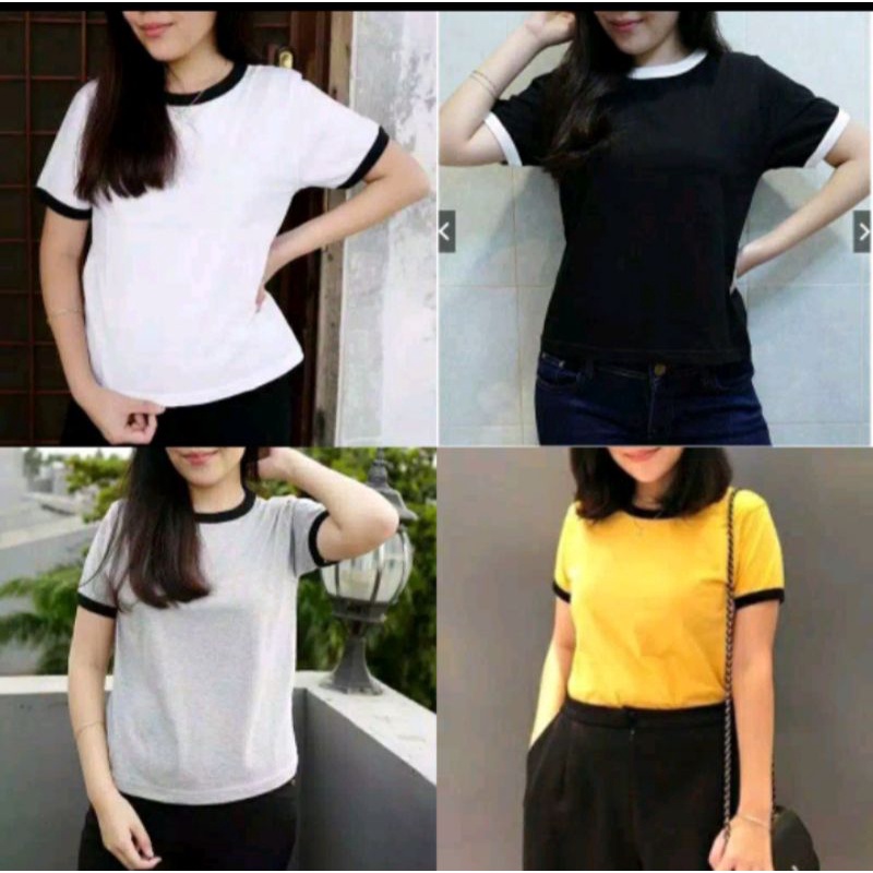 KAOS WANITA KAOS KETAT ATAU DALAMAN RINGER CROP FIT L