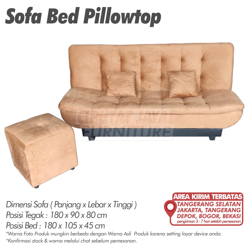 Jual SofaBed pillowtop Minimalis + Puff Sofa Bed Pillow Top Reclining