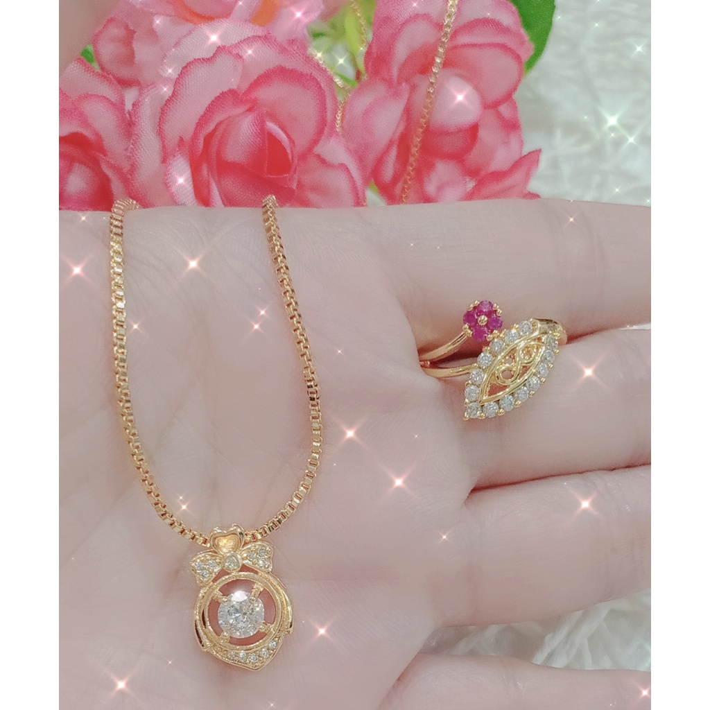 TERBARU, SET PERHIASAN FASION KALUNG DAN CINCIN PERHIASAN FASHION AKSESORIS FASHION