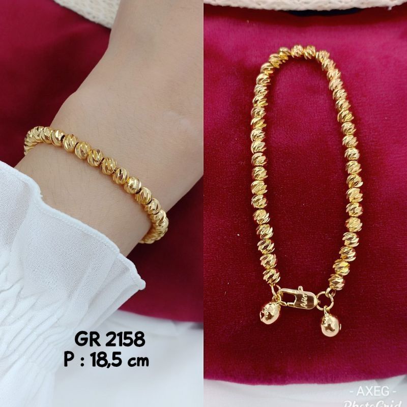 Gelang Tangan Rantai Biji lada ulir cantik fashion premium elegant lapis emas