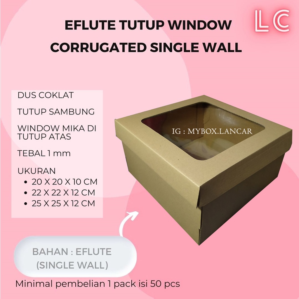 

(50 pcs) CAKE BOX 22X22X12 CM DUS DOS COKLAT KOTAK TART TUTUP MIKA EFLUTE PACKAGING KUE ROTI HAMPERS